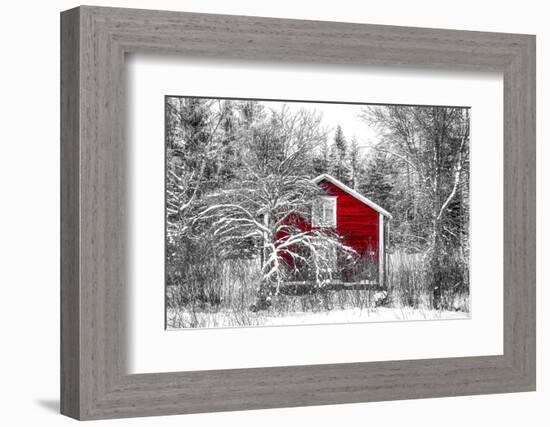 Red Cabin in the Forest-Philippe Sainte-Laudy-Framed Photographic Print