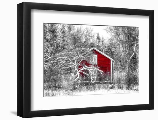 Red Cabin in the Forest-Philippe Sainte-Laudy-Framed Photographic Print