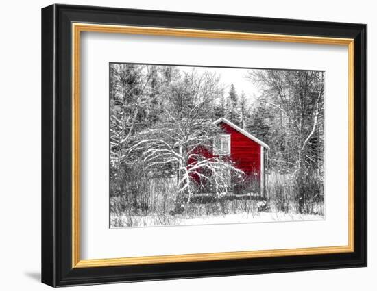 Red Cabin in the Forest-Philippe Sainte-Laudy-Framed Photographic Print