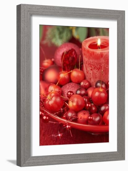 Red Candle and Baubles-Cora Niele-Framed Giclee Print