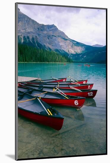 Red Canoes On Emerald Lake, British Columbia-George Oze-Mounted Photographic Print