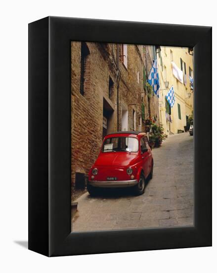 Red Car Parked in Narrow Street, Siena, Tuscany, Italy-Ruth Tomlinson-Framed Premier Image Canvas