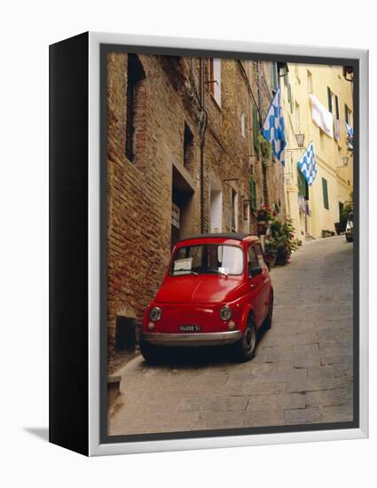 Red Car Parked in Narrow Street, Siena, Tuscany, Italy-Ruth Tomlinson-Framed Premier Image Canvas