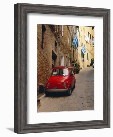 Red Car Parked in Narrow Street, Siena, Tuscany, Italy-Ruth Tomlinson-Framed Photographic Print