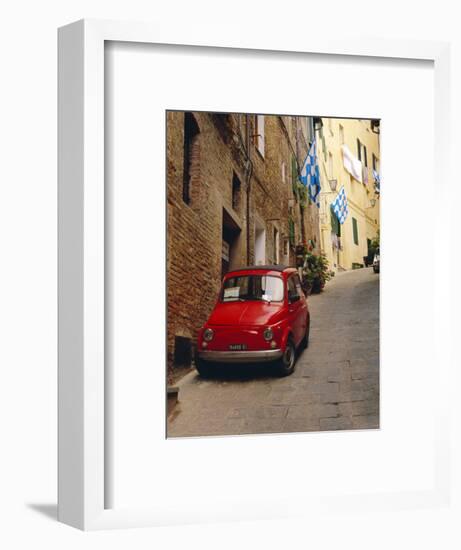 Red Car Parked in Narrow Street, Siena, Tuscany, Italy-Ruth Tomlinson-Framed Photographic Print