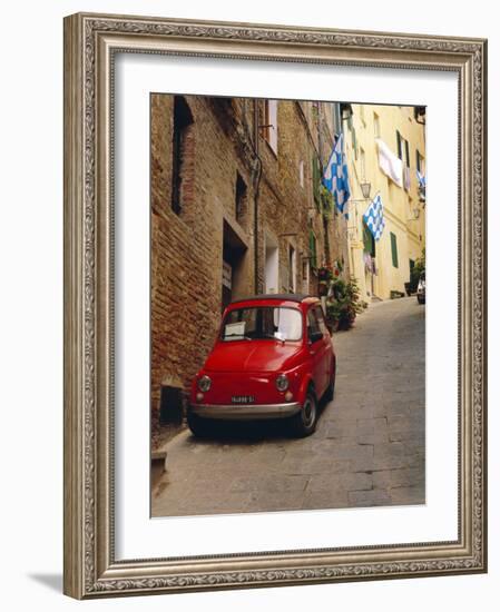 Red Car Parked in Narrow Street, Siena, Tuscany, Italy-Ruth Tomlinson-Framed Photographic Print