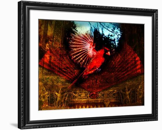 Red Cardinal Thai Temp-Daniel Stanford-Framed Art Print