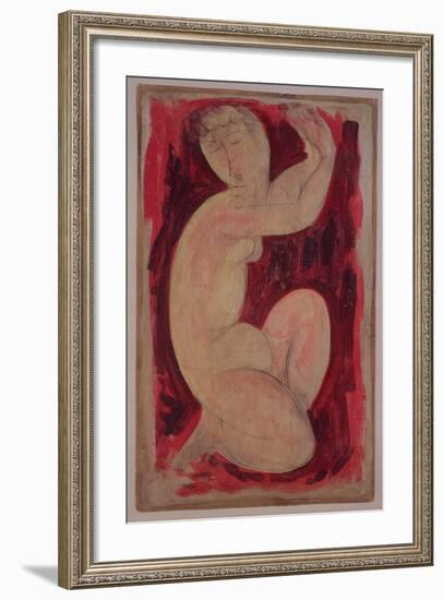 Red Caryatid, 1913-Amedeo Modigliani-Framed Giclee Print