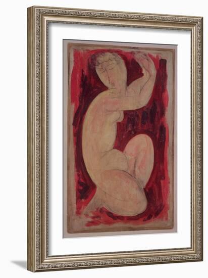 Red Caryatid, 1913-Amedeo Modigliani-Framed Giclee Print