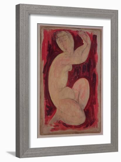 Red Caryatid, 1913-Amedeo Modigliani-Framed Giclee Print