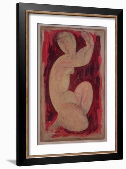 Red Caryatid, 1913-Amedeo Modigliani-Framed Giclee Print