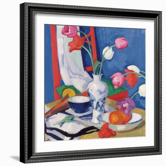 Red Chair and Tulips, c.1919-Samuel John Peploe-Framed Premium Giclee Print