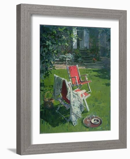 Red Chairs and Chablis (Oil on Canvas)-Susan Ryder-Framed Giclee Print