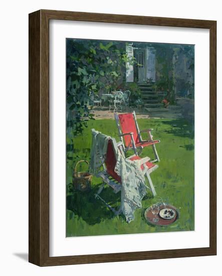 Red Chairs and Chablis (Oil on Canvas)-Susan Ryder-Framed Giclee Print