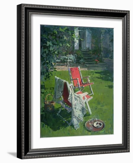 Red Chairs and Chablis (Oil on Canvas)-Susan Ryder-Framed Giclee Print