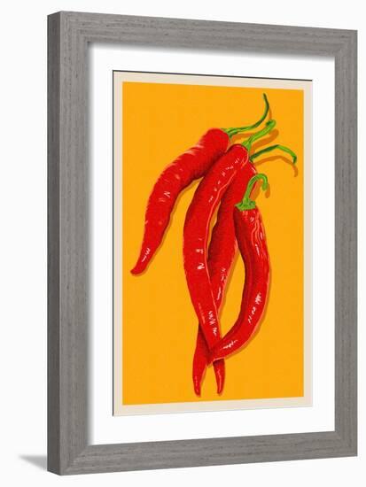 Red Chili - Letterpress-Lantern Press-Framed Art Print