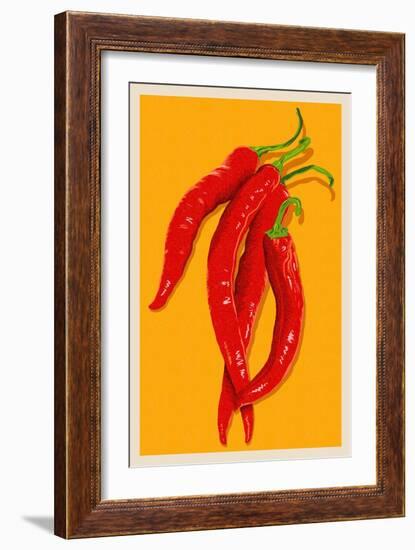 Red Chili - Letterpress-Lantern Press-Framed Art Print