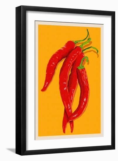 Red Chili - Letterpress-Lantern Press-Framed Art Print