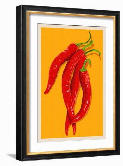 Red Chili - Letterpress-Lantern Press-Framed Art Print