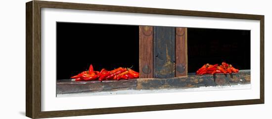 Red Chilies Drying on Window Sill, Paro, Bhutan-null-Framed Photographic Print