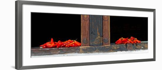 Red Chilies Drying on Window Sill, Paro, Bhutan-null-Framed Photographic Print
