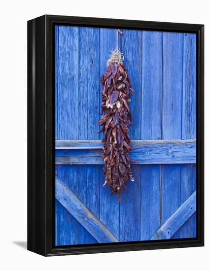 Red Chilli Peppers on Barn Door, New Mexico, United States of America, North America-Michael DeFreitas-Framed Premier Image Canvas