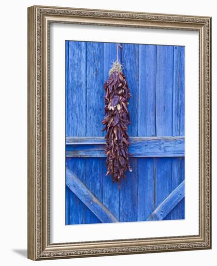 Red Chilli Peppers on Barn Door, New Mexico, United States of America, North America-Michael DeFreitas-Framed Photographic Print