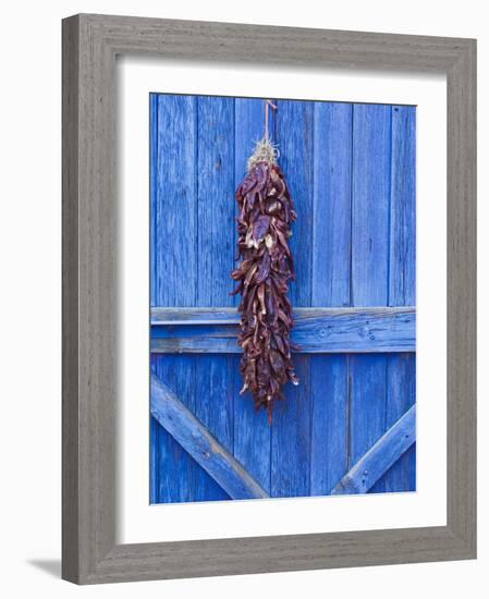 Red Chilli Peppers on Barn Door, New Mexico, United States of America, North America-Michael DeFreitas-Framed Photographic Print