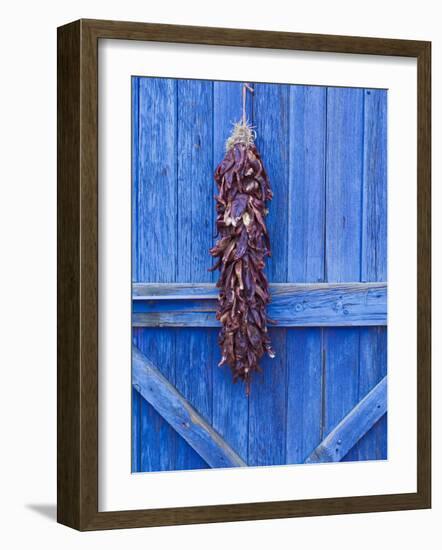 Red Chilli Peppers on Barn Door, New Mexico, United States of America, North America-Michael DeFreitas-Framed Photographic Print