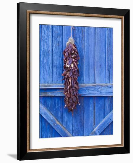 Red Chilli Peppers on Barn Door, New Mexico, United States of America, North America-Michael DeFreitas-Framed Photographic Print