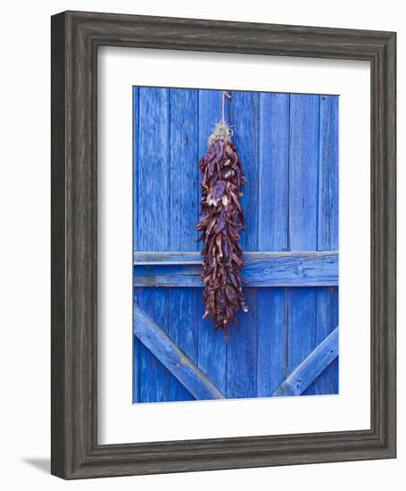 Red Chilli Peppers on Barn Door, New Mexico, United States of America, North America-Michael DeFreitas-Framed Photographic Print