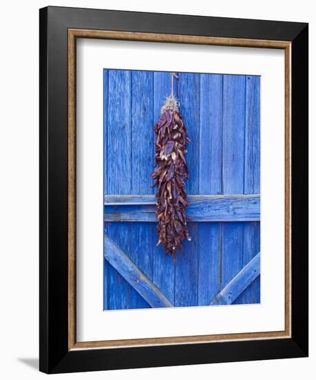 Red Chilli Peppers on Barn Door, New Mexico, United States of America, North America-Michael DeFreitas-Framed Photographic Print