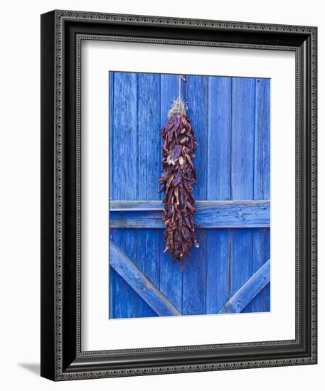 Red Chilli Peppers on Barn Door, New Mexico, United States of America, North America-Michael DeFreitas-Framed Photographic Print