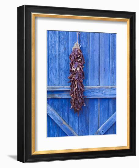 Red Chilli Peppers on Barn Door, New Mexico, United States of America, North America-Michael DeFreitas-Framed Photographic Print
