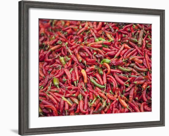 Red Chillies for Sale at Paro Open-Air Market, Red and Green Chillies are Very Important Ingredient-Nigel Pavitt-Framed Photographic Print