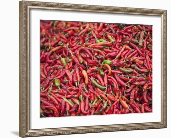 Red Chillies for Sale at Paro Open-Air Market, Red and Green Chillies are Very Important Ingredient-Nigel Pavitt-Framed Photographic Print