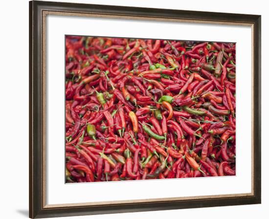 Red Chillies for Sale at Paro Open-Air Market, Red and Green Chillies are Very Important Ingredient-Nigel Pavitt-Framed Photographic Print