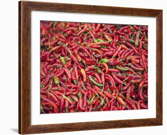 Red Chillies for Sale at Paro Open-Air Market, Red and Green Chillies are Very Important Ingredient-Nigel Pavitt-Framed Photographic Print