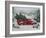 Red Christmas Truck Transports Christmas Trees through a Snowy Winter Landscape-Renate Holzner-Framed Photographic Print