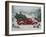 Red Christmas Truck Transports Christmas Trees through a Snowy Winter Landscape-Renate Holzner-Framed Photographic Print