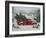 Red Christmas Truck Transports Christmas Trees through a Snowy Winter Landscape-Renate Holzner-Framed Photographic Print