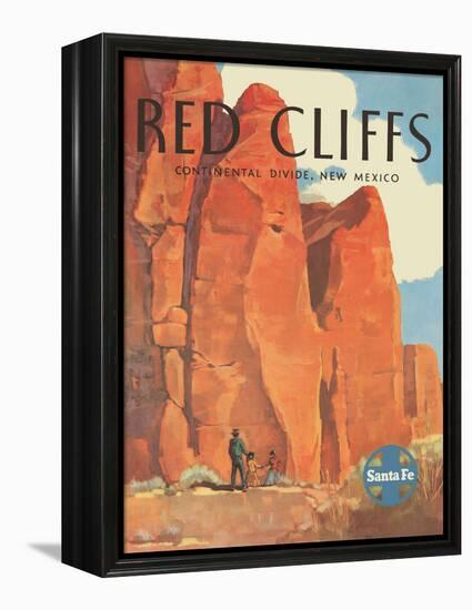 Red Cliffs Navajo Land, New Mexico - Vintage Santa Fe Railroad Travel Poster, 1950s-Willard Elms-Framed Stretched Canvas