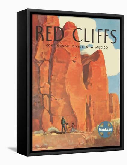 Red Cliffs Navajo Land, New Mexico - Vintage Santa Fe Railroad Travel Poster, 1950s-Willard Elms-Framed Stretched Canvas