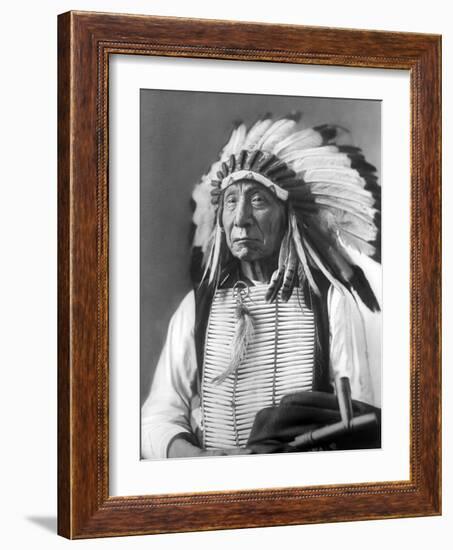 Red Cloud, Dakota Chief, Wearing a Headdress, 1880s-David Frances Barry-Framed Photographic Print