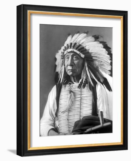 Red Cloud, Dakota Chief, Wearing a Headdress, 1880s-David Frances Barry-Framed Photographic Print