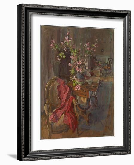 Red Coat with Geranium-Susan Ryder-Framed Giclee Print