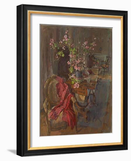 Red Coat with Geranium-Susan Ryder-Framed Giclee Print