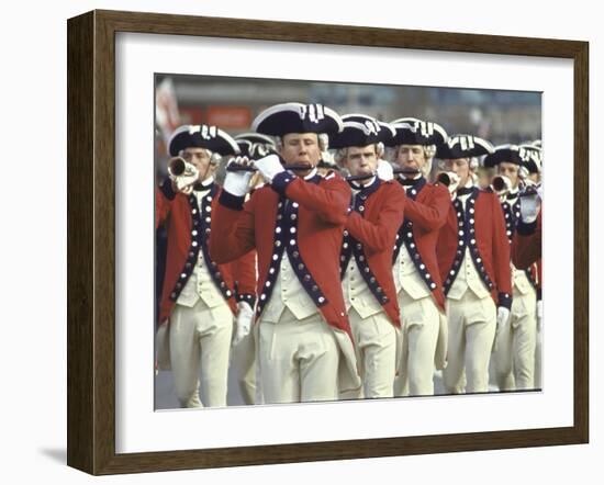 Red Coated Fifers of the US Army Marching in President Lyndon Johnson's Inaugural Parade-John Dominis-Framed Photographic Print