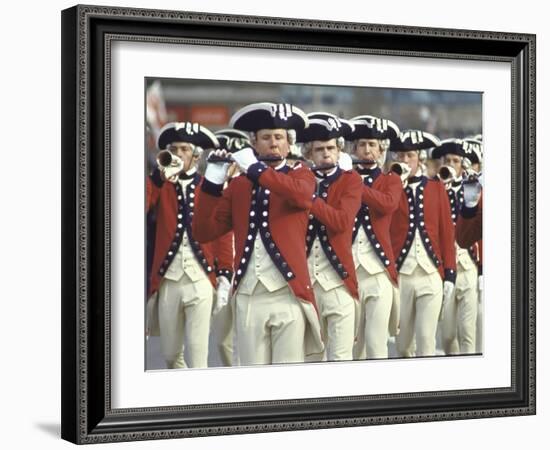 Red Coated Fifers of the US Army Marching in President Lyndon Johnson's Inaugural Parade-John Dominis-Framed Photographic Print