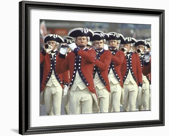 Red Coated Fifers of the US Army Marching in President Lyndon Johnson's Inaugural Parade-John Dominis-Framed Photographic Print